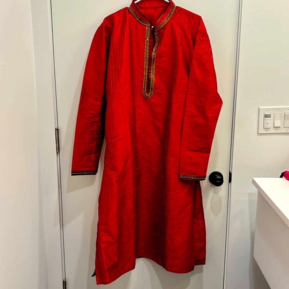 Red sherwani pant set